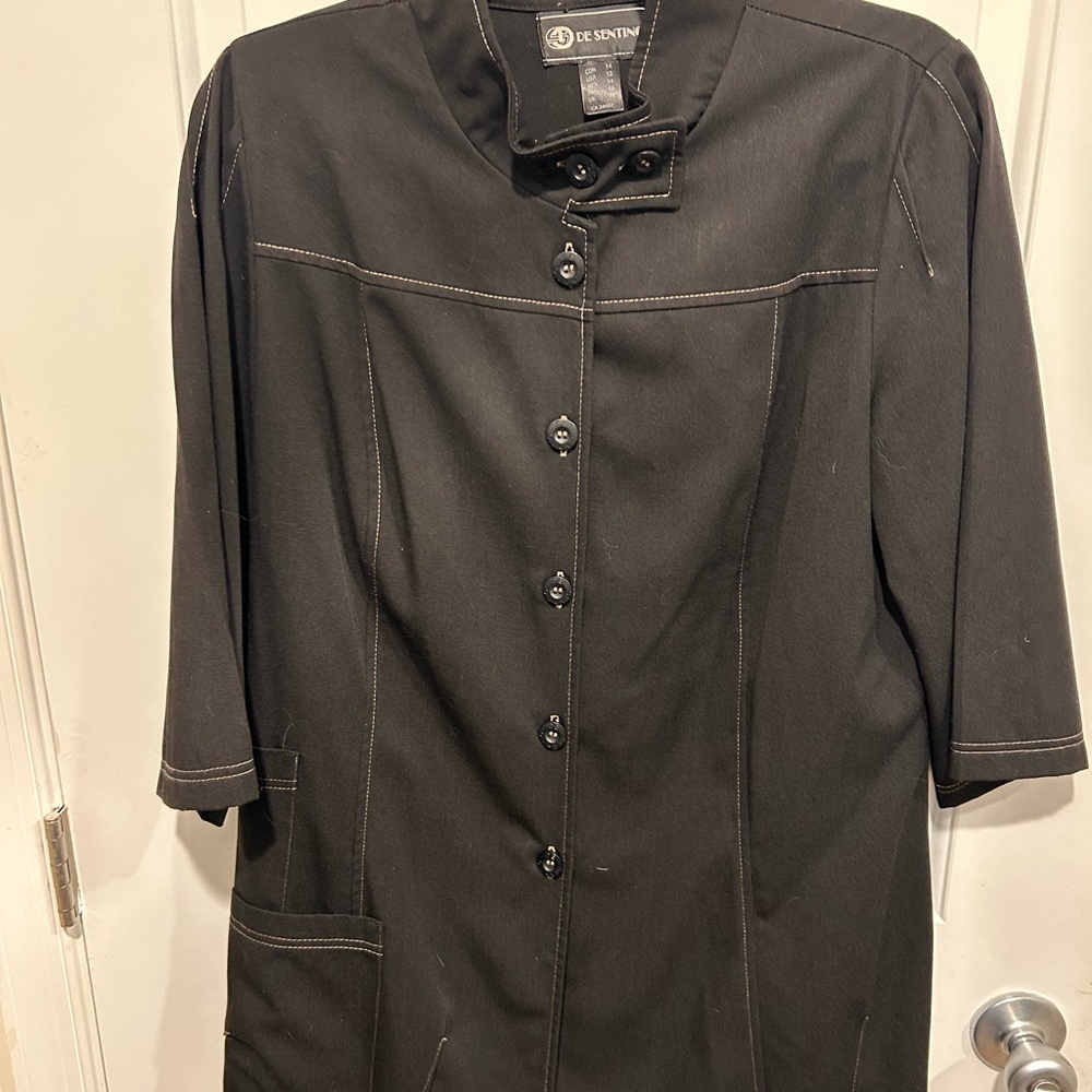 Women's Black Button-Up Trench Coat